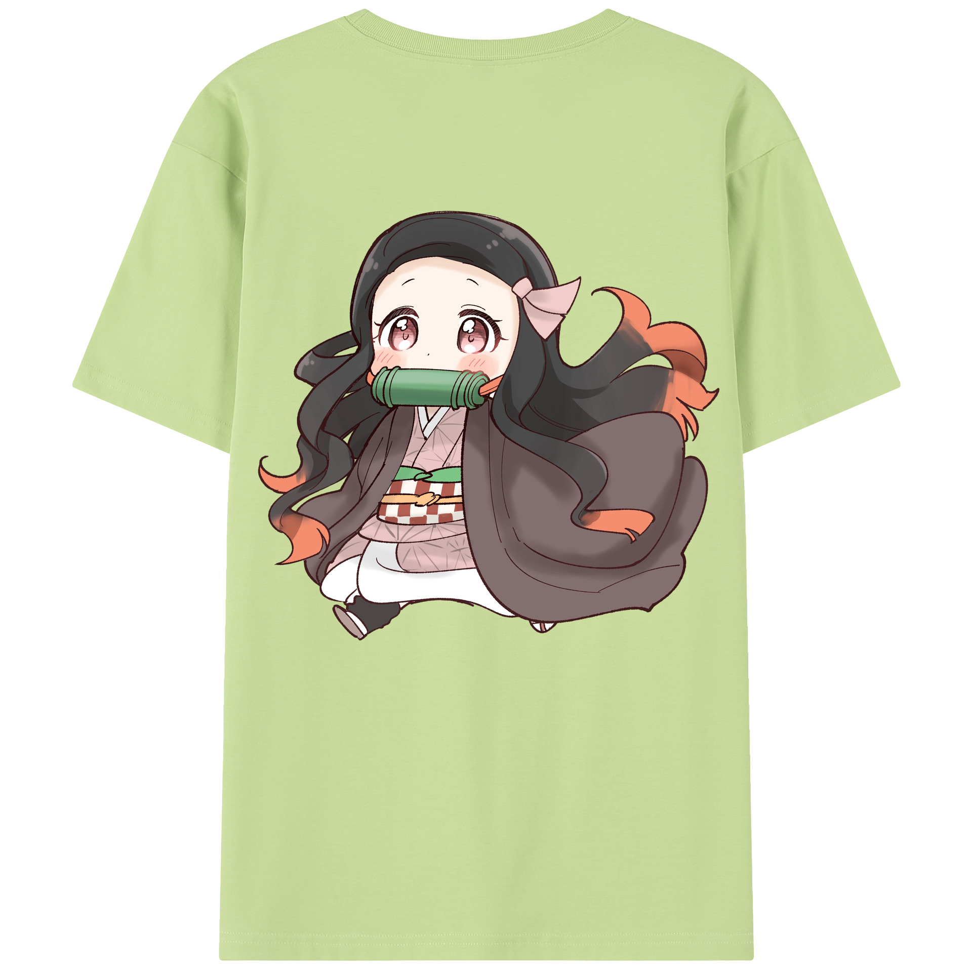 （画像用） 鬼滅の刃（きめつのやいば）竈門 禰󠄀豆子／かまど ねずこ Kamado Nezuko 綿100％半袖Tシャツ（背面プリント）